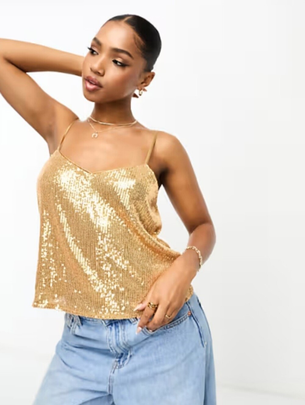 Express Gold Sequin Women's Top - Express